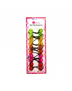 Hair Bobbles Clear Colours Green, Yellow, Orange, Pink & Red Mix S01-02M4 (1X24pcs)