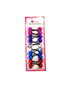 Hair Bobbles Clear Pink, Purple, Clear, Blue & Red Mix S01-02M1 (1X24PCS)