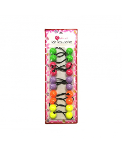 Hair Bobbles Neon Colours Green, Pink, Purple, Orange & Yellow Mix S01-09M4 (1X24PCS)