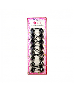 Hair Bobbles Square Black S01-03C (1X24pcs)